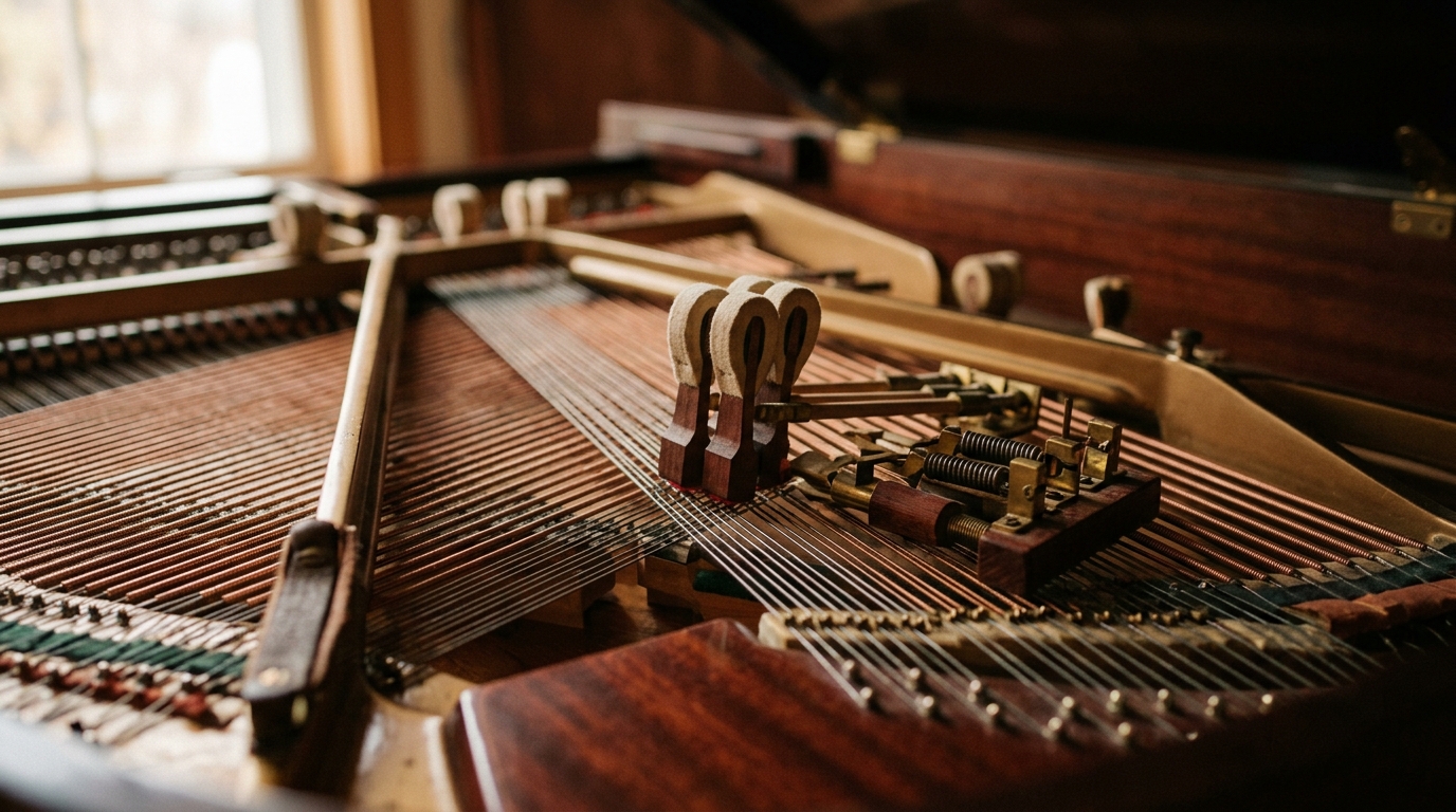 intricate piano mechanics representing body harmony