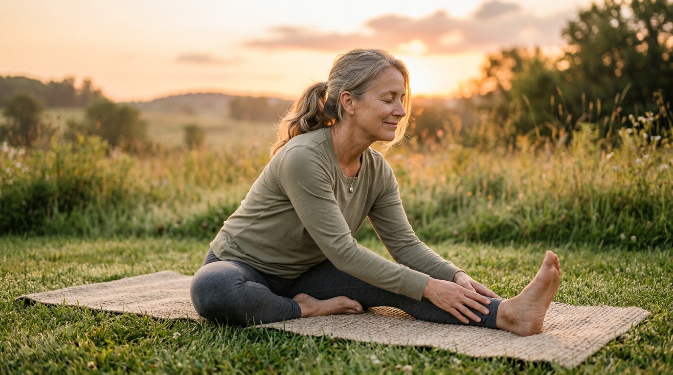 woman practicing gentle movement at sunrise