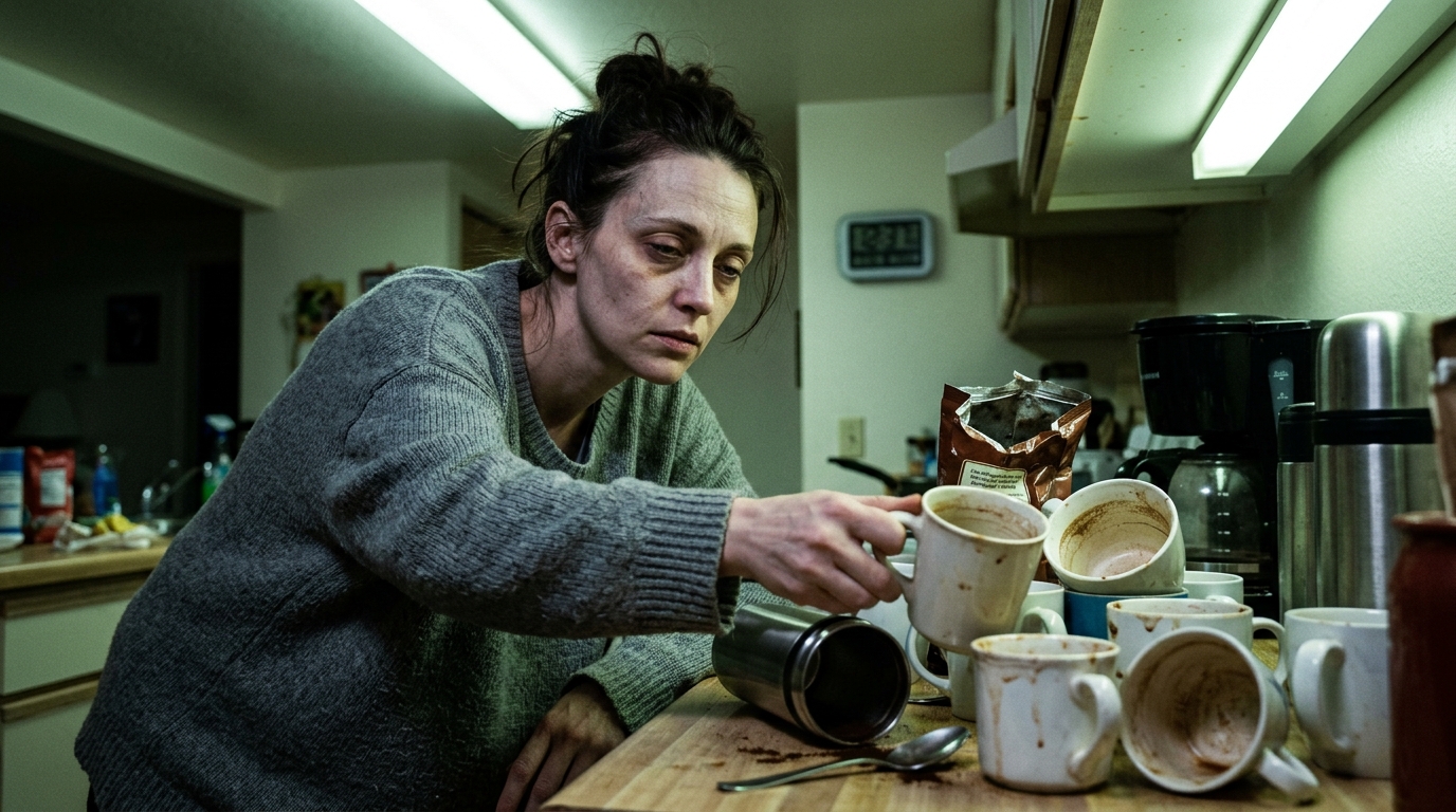 woman reaching for coffee showing temporary energy fixes