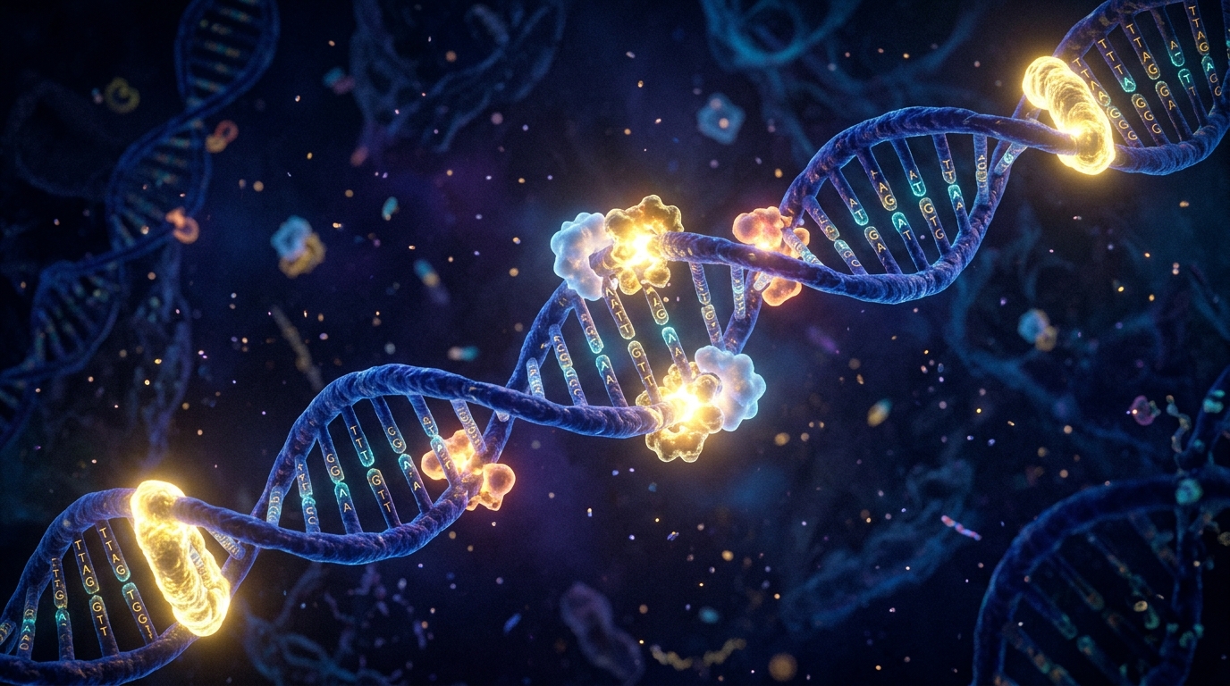 DNA double helix telomeres cellular repair microscopic