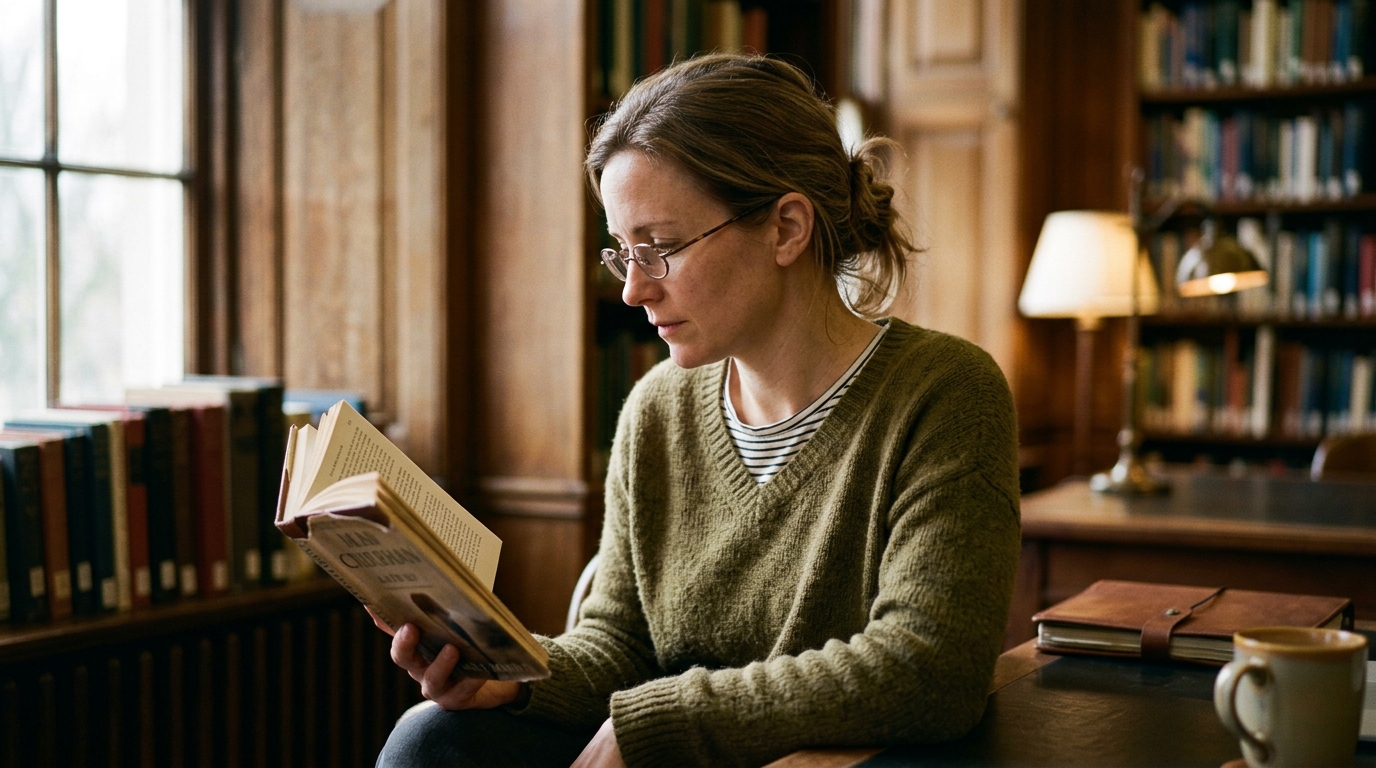 woman reading focused natural light cognitive clarity