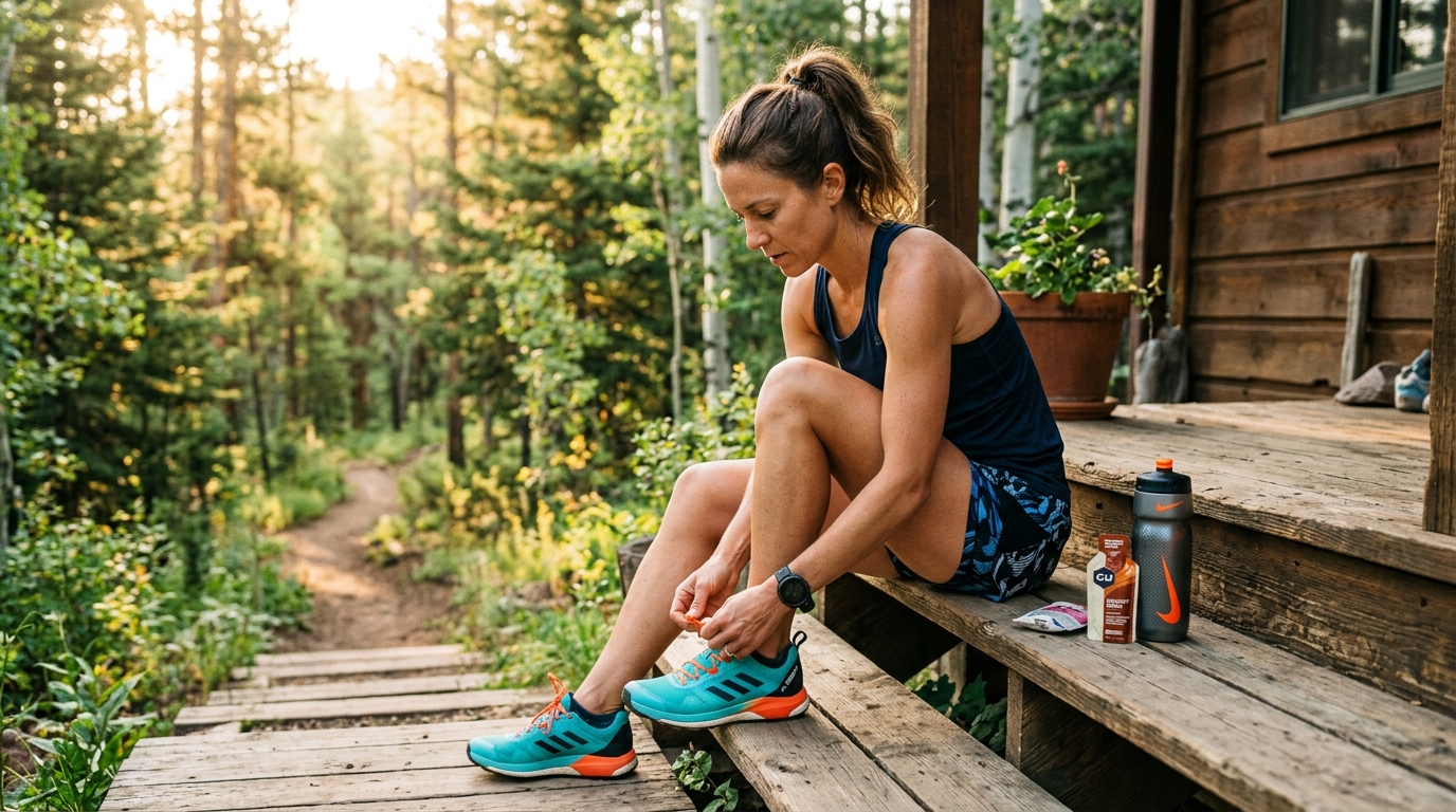woman preparing for morning exercise routine