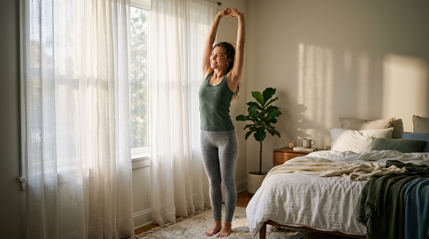 woman expressing natural energy morning wellness