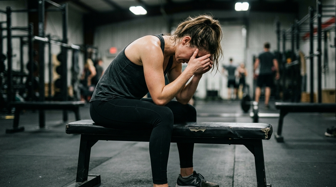 exhausted woman after workout showing cellular fatigue