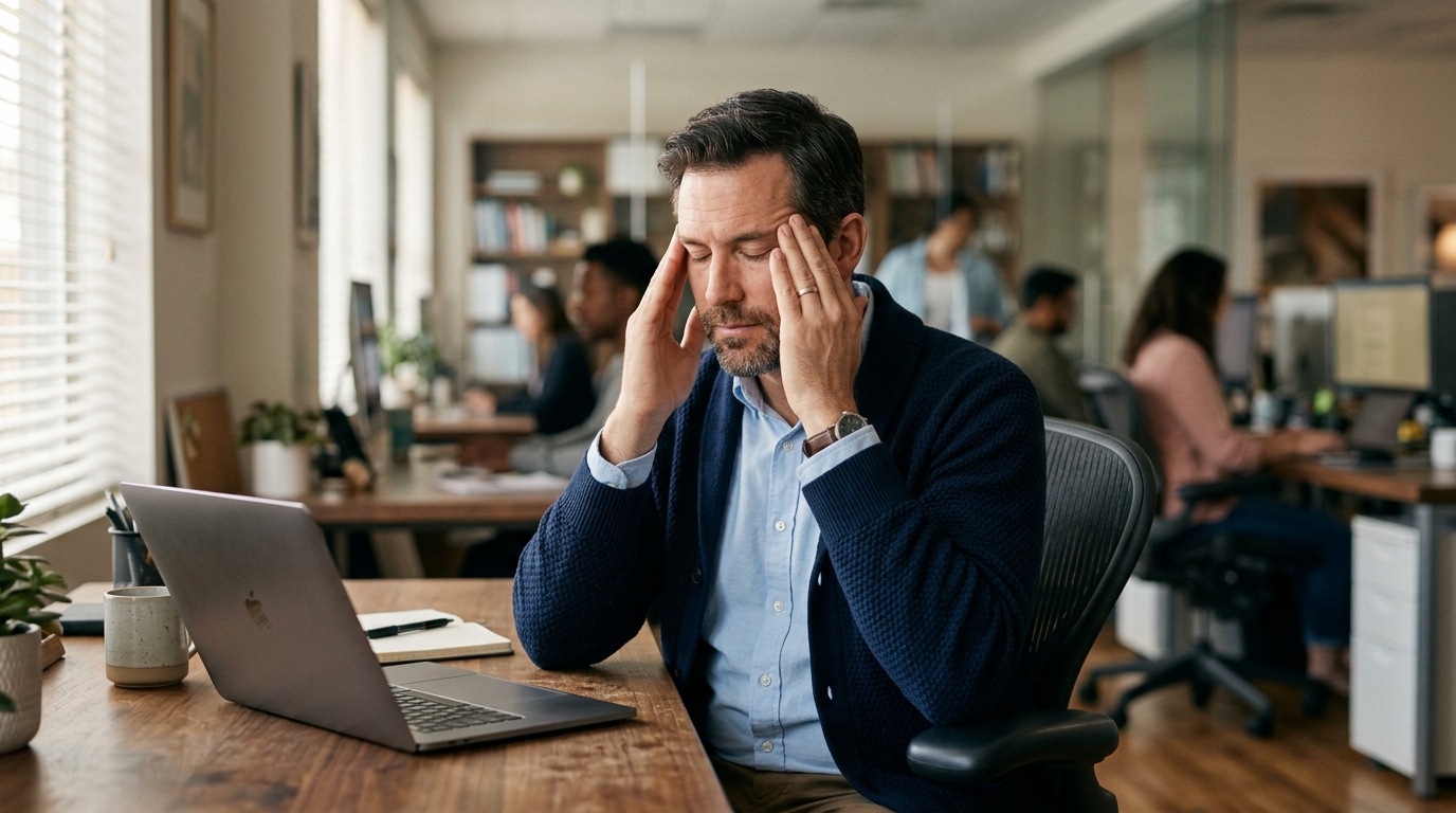 middle aged man managing afternoon fatigue