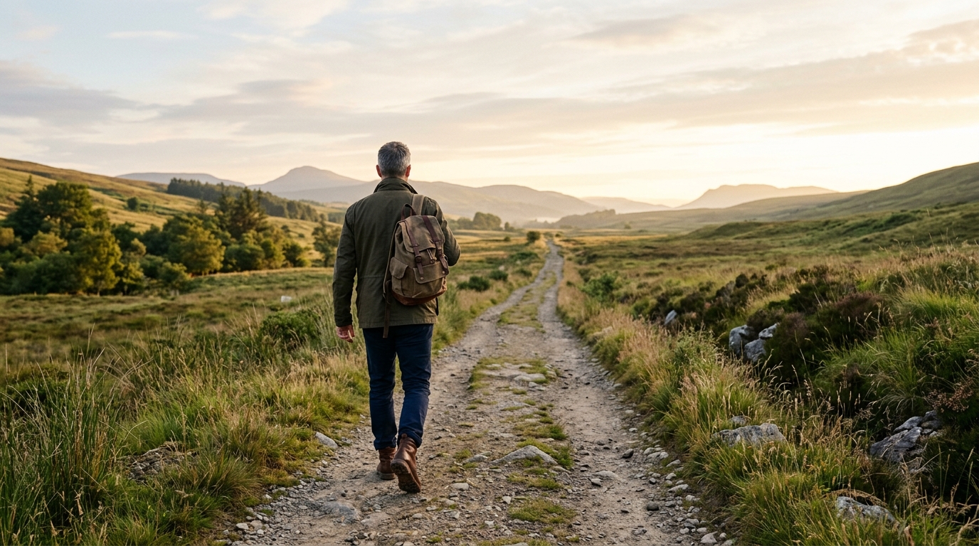 man walking toward future with confidence
