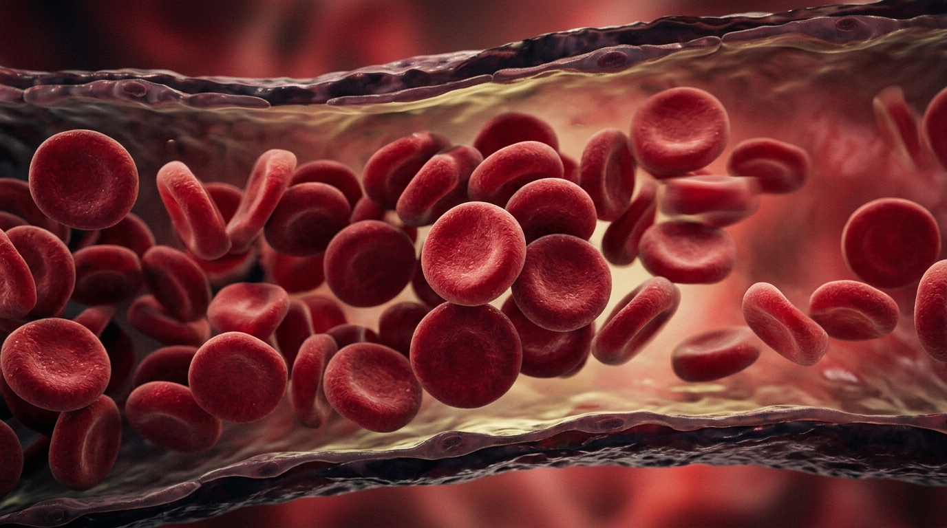 blood cells flowing through cardiovascular system