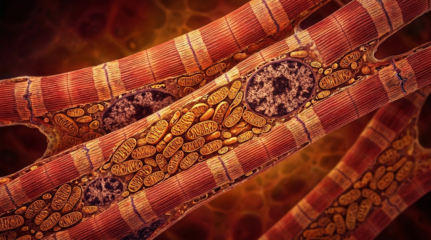 healthy heart muscle cells showing cellular energy