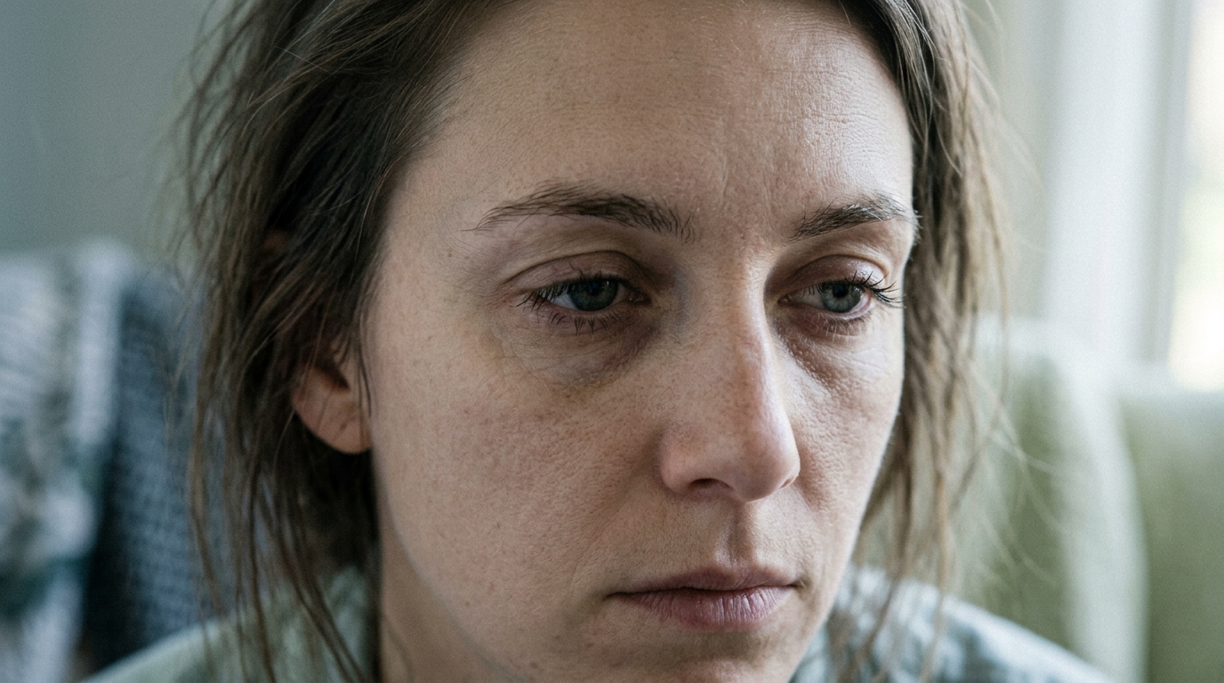 Woman showing signs of cellular fatigue