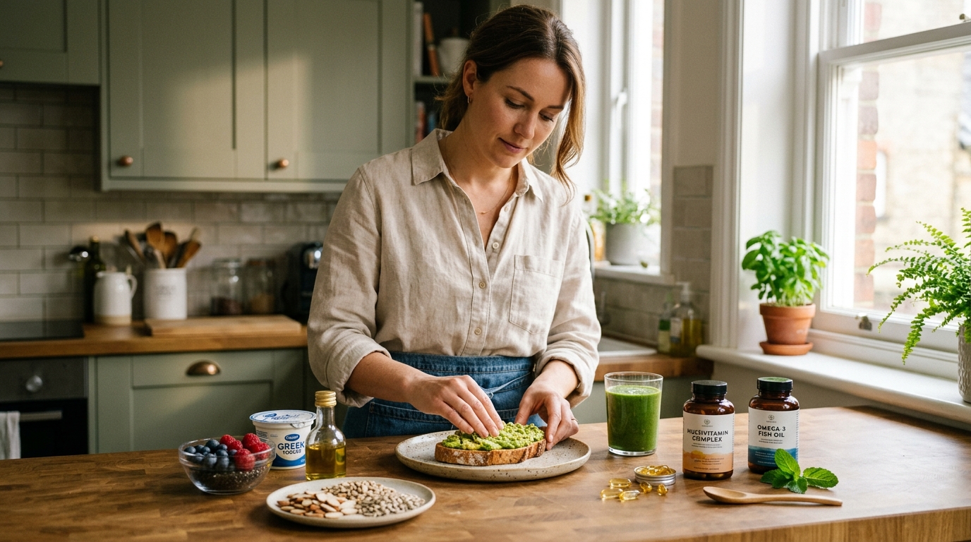 woman combining natural foods with targeted supplements