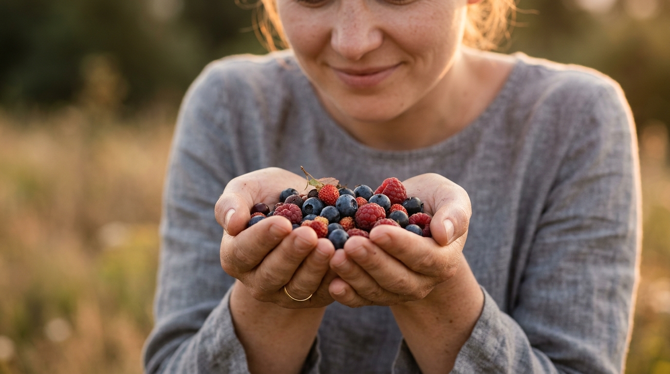 hands holding fresh berries natural cellular nutrition