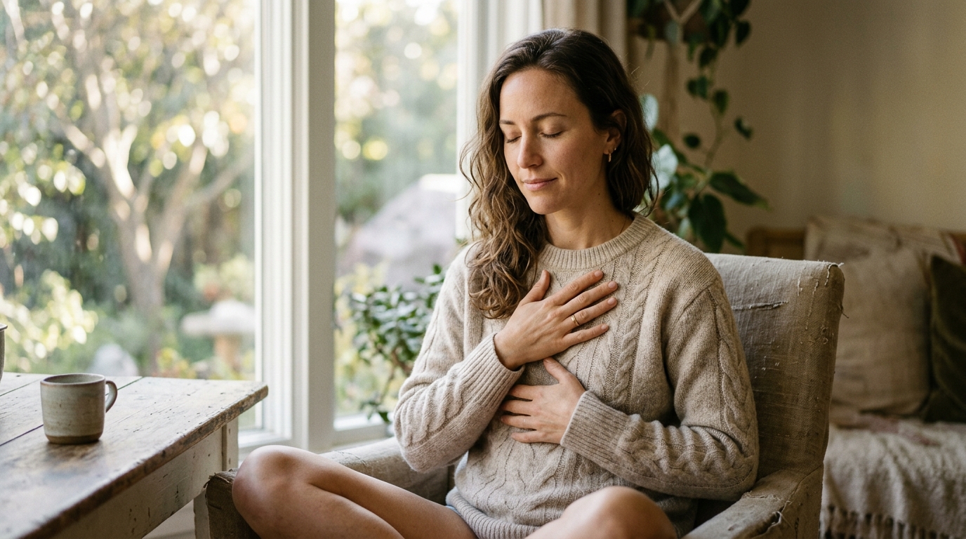 woman listening to body wisdom inner connection