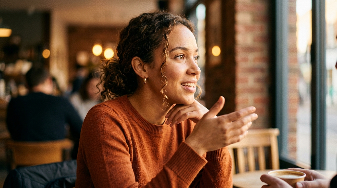 woman in meaningful conversation showing renewed hope