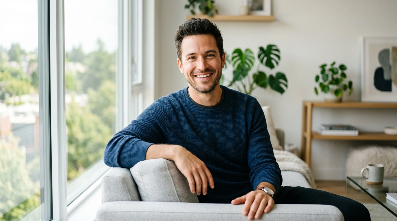 man confident cellular health transformation thriving