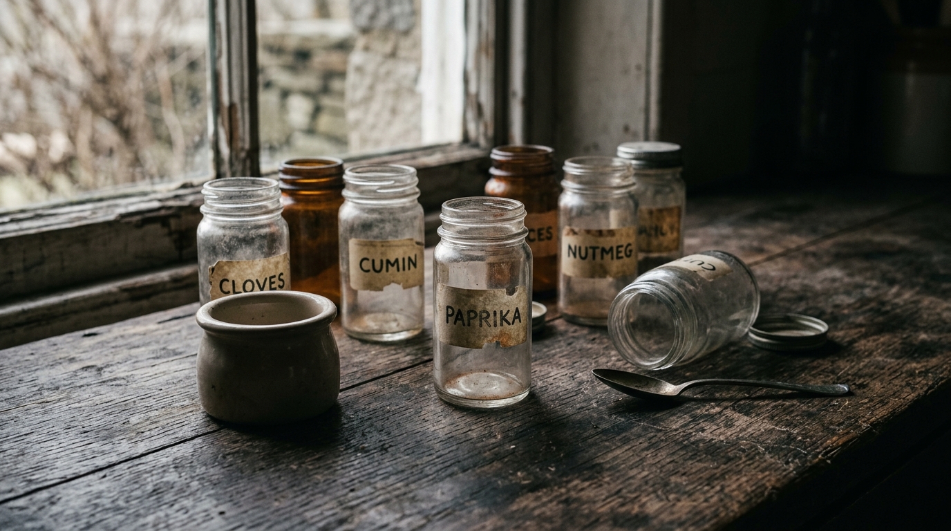Empty containers suggesting nutritional gaps
