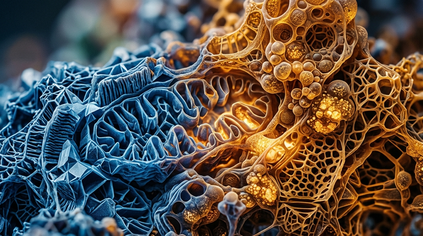 Abstract patterns suggesting cellular energy structures