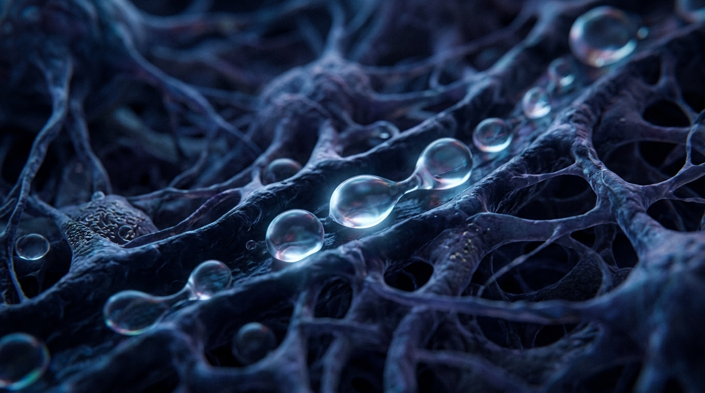 microscopic view of cleansing fluid flowing through neural pathways