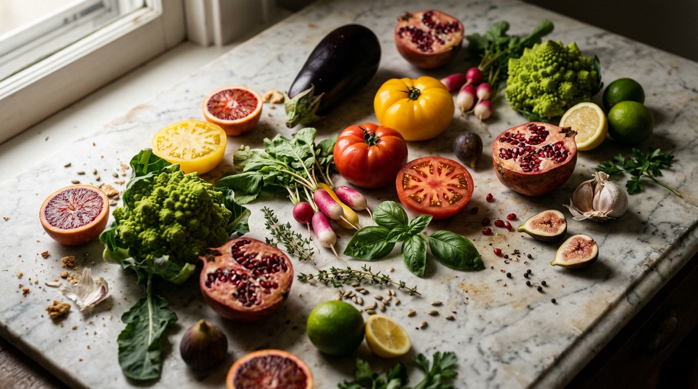 scattered nutritious ingredients with visible gaps between