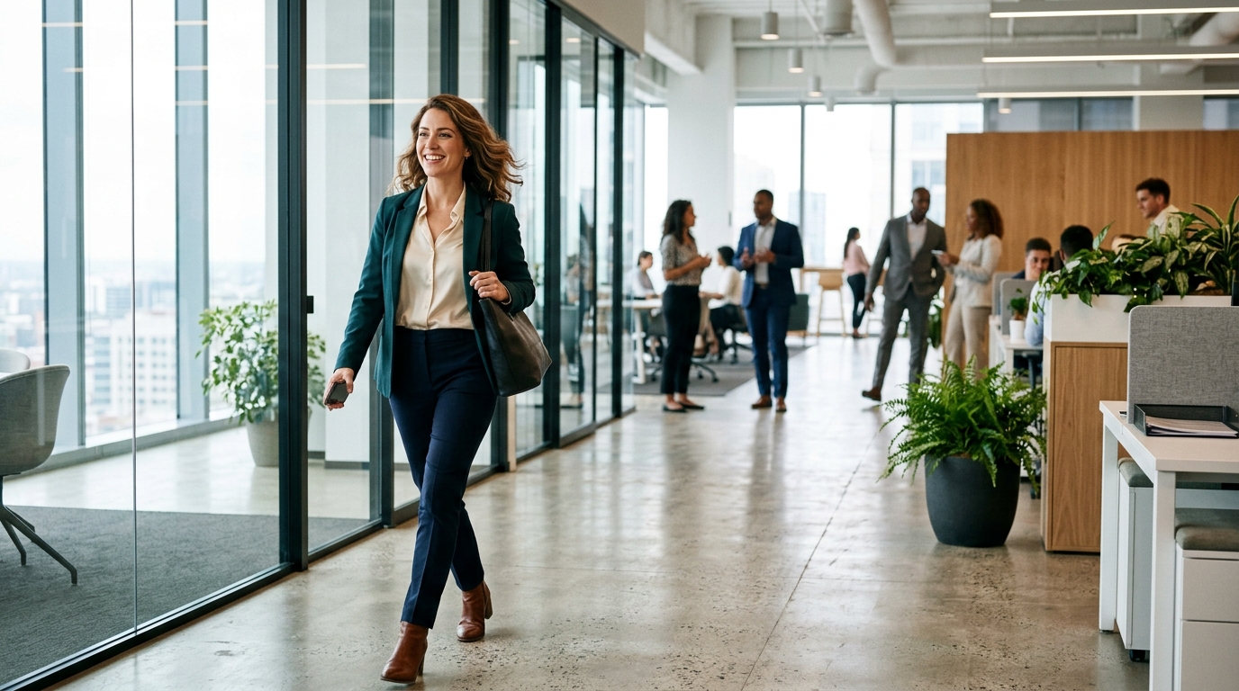 woman walking with natural confidence and energy