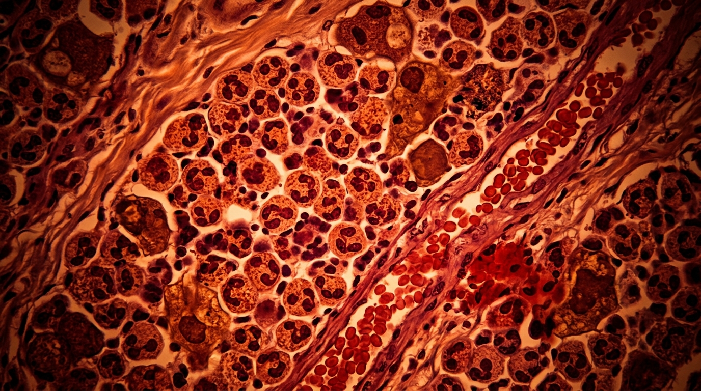 inflamed cellular tissue microscopic view medical science