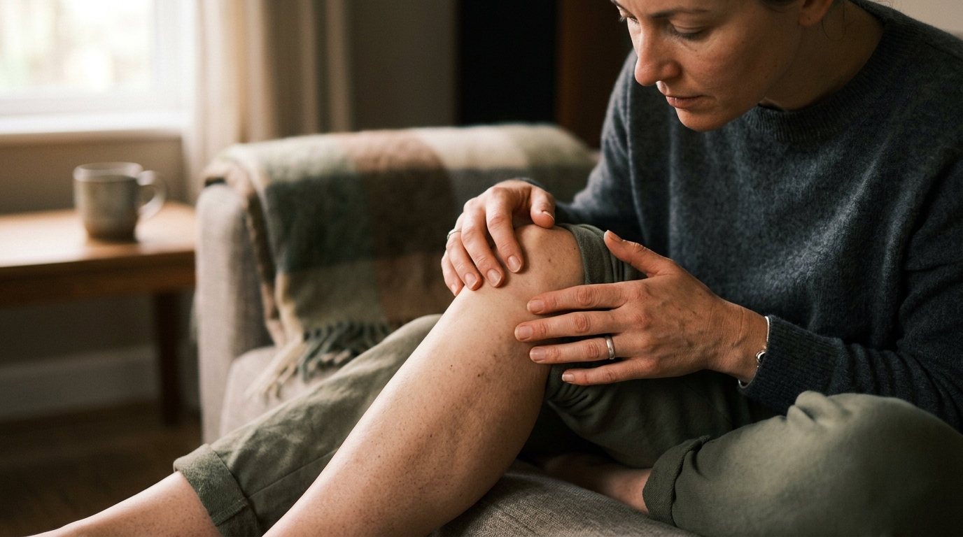 woman examining knee joint cartilage health assessment