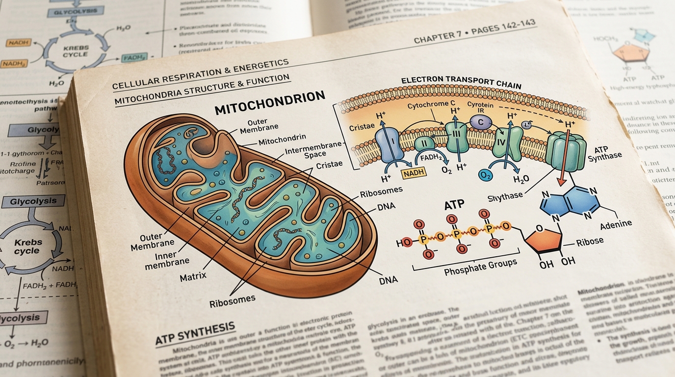 mitochondrial science diagrams and cellular energy