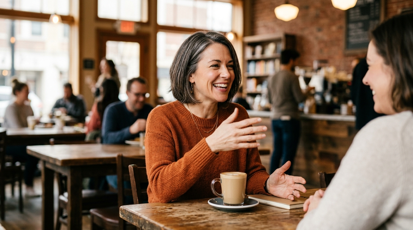 woman engaged in clear thoughtful conversation