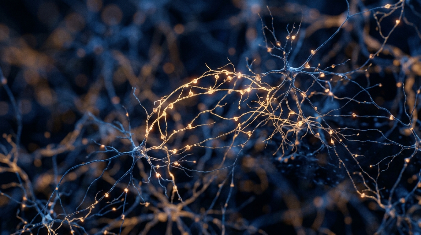 neural network connections synaptic activity closeup
