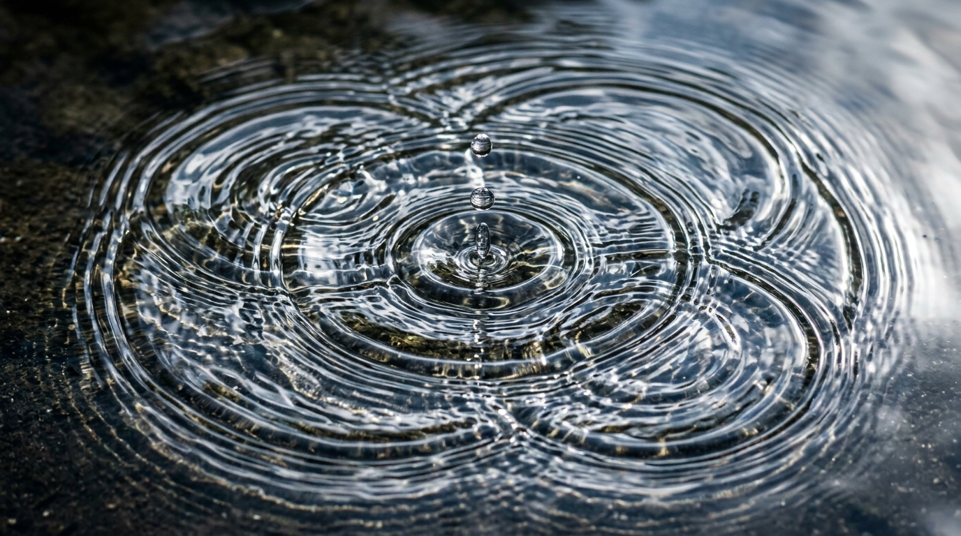 water droplets creating rhythmic concentric circles
