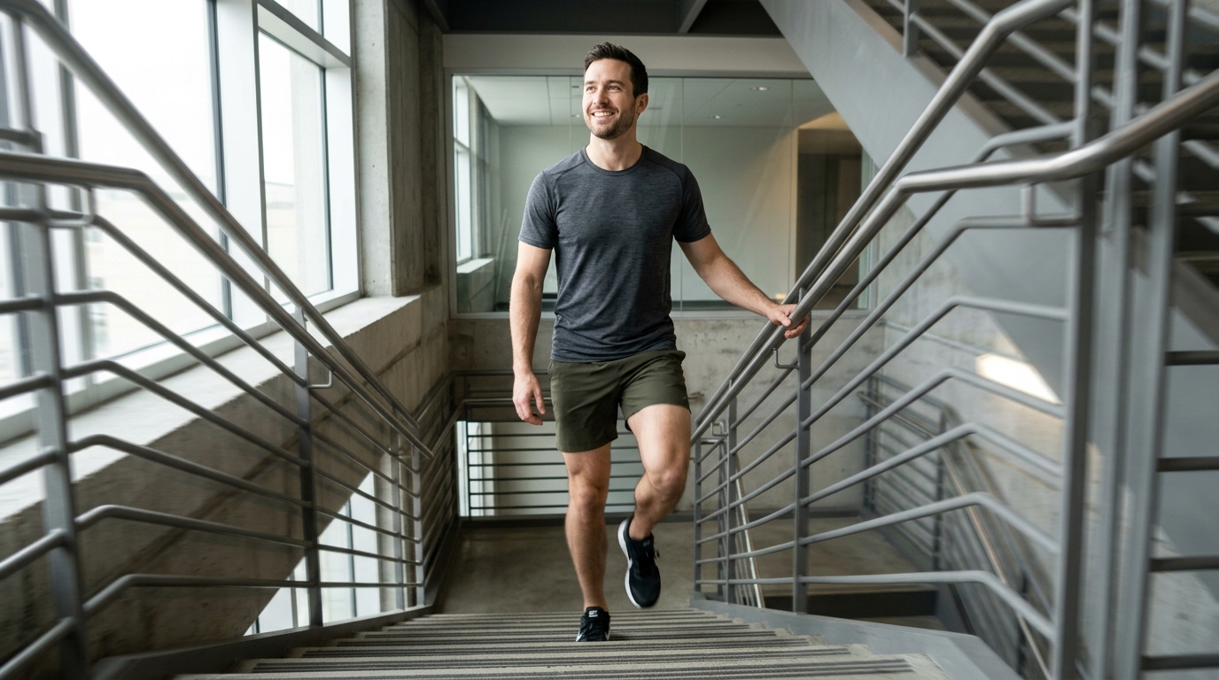 man climbing stairs easily improved circulation