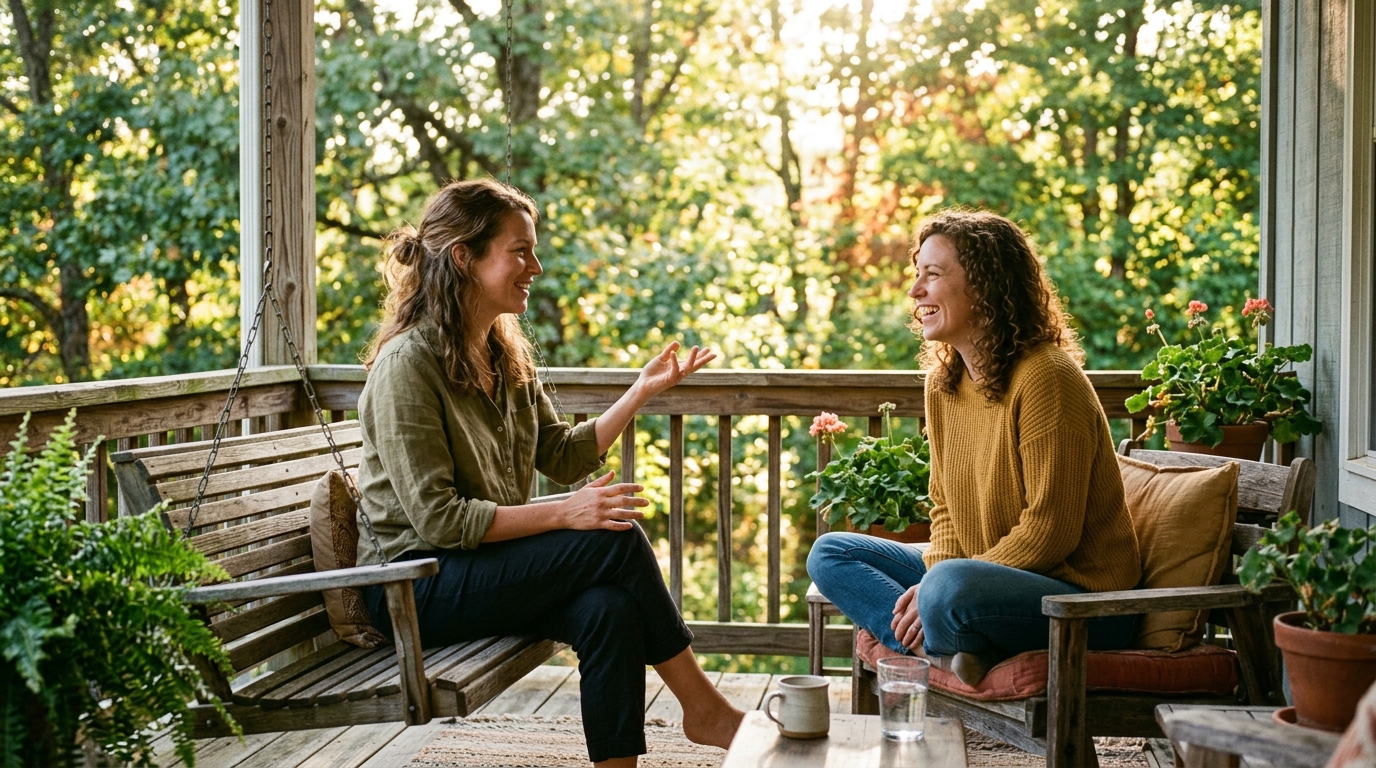 neighbors having enlightening conversation about joint health