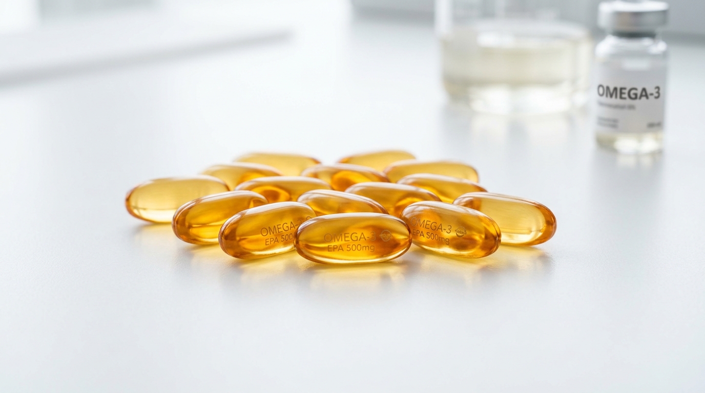 omega-3 fish oil capsules macro detail