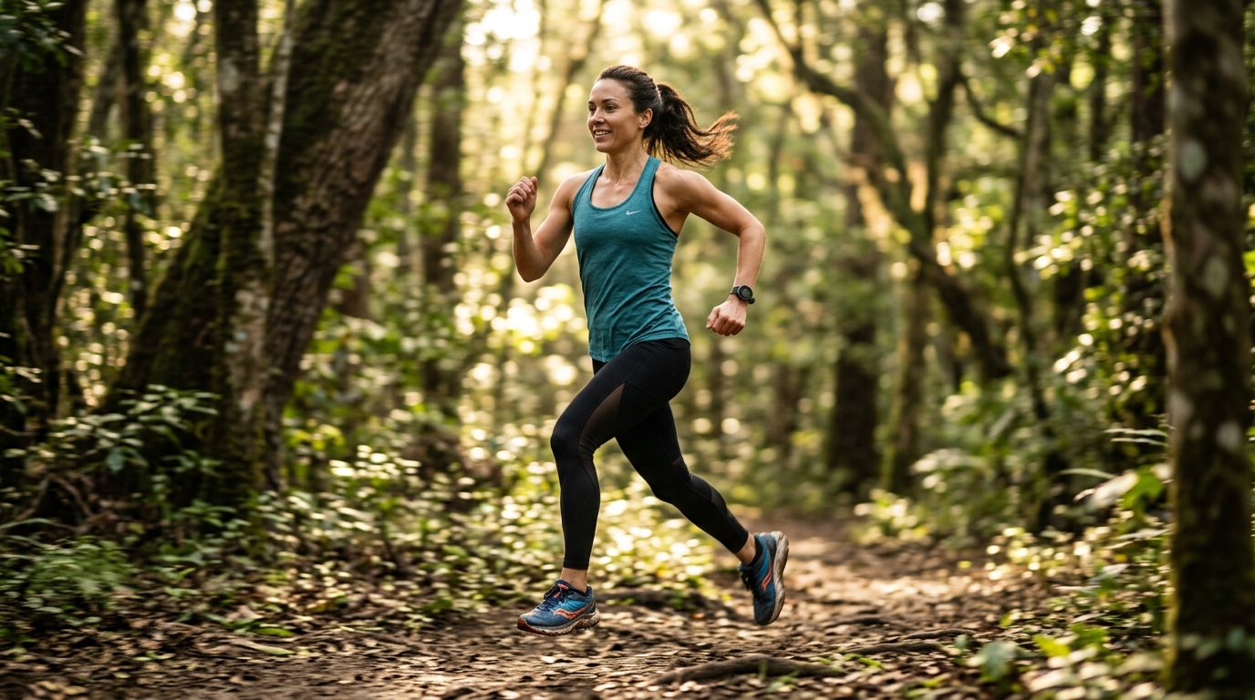 woman running with natural strength and cardiovascular health