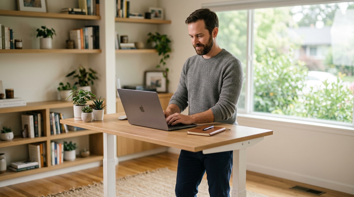 man working with natural focus and energy