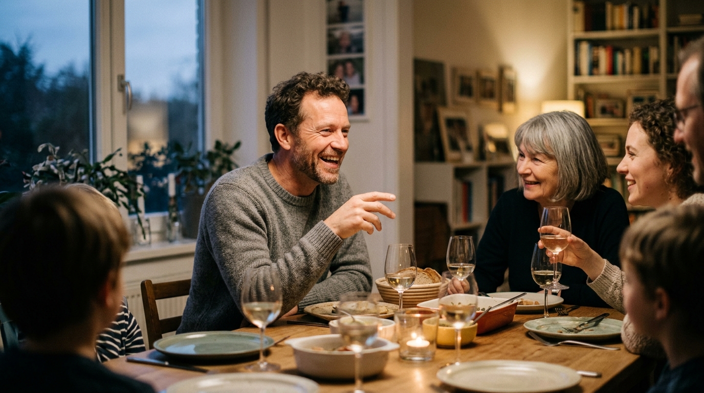 man enjoying evening family time with lasting energy