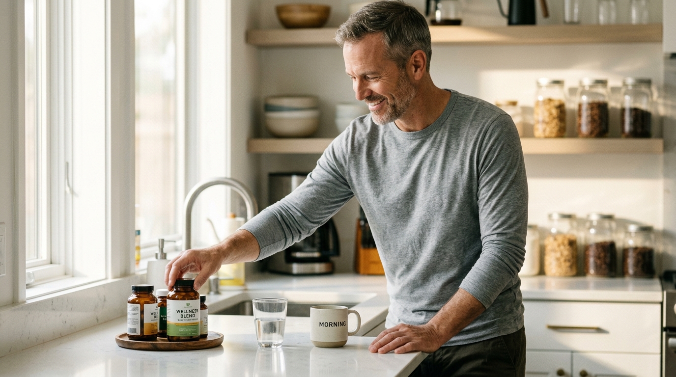 man incorporating Mitolyn into daily morning routine