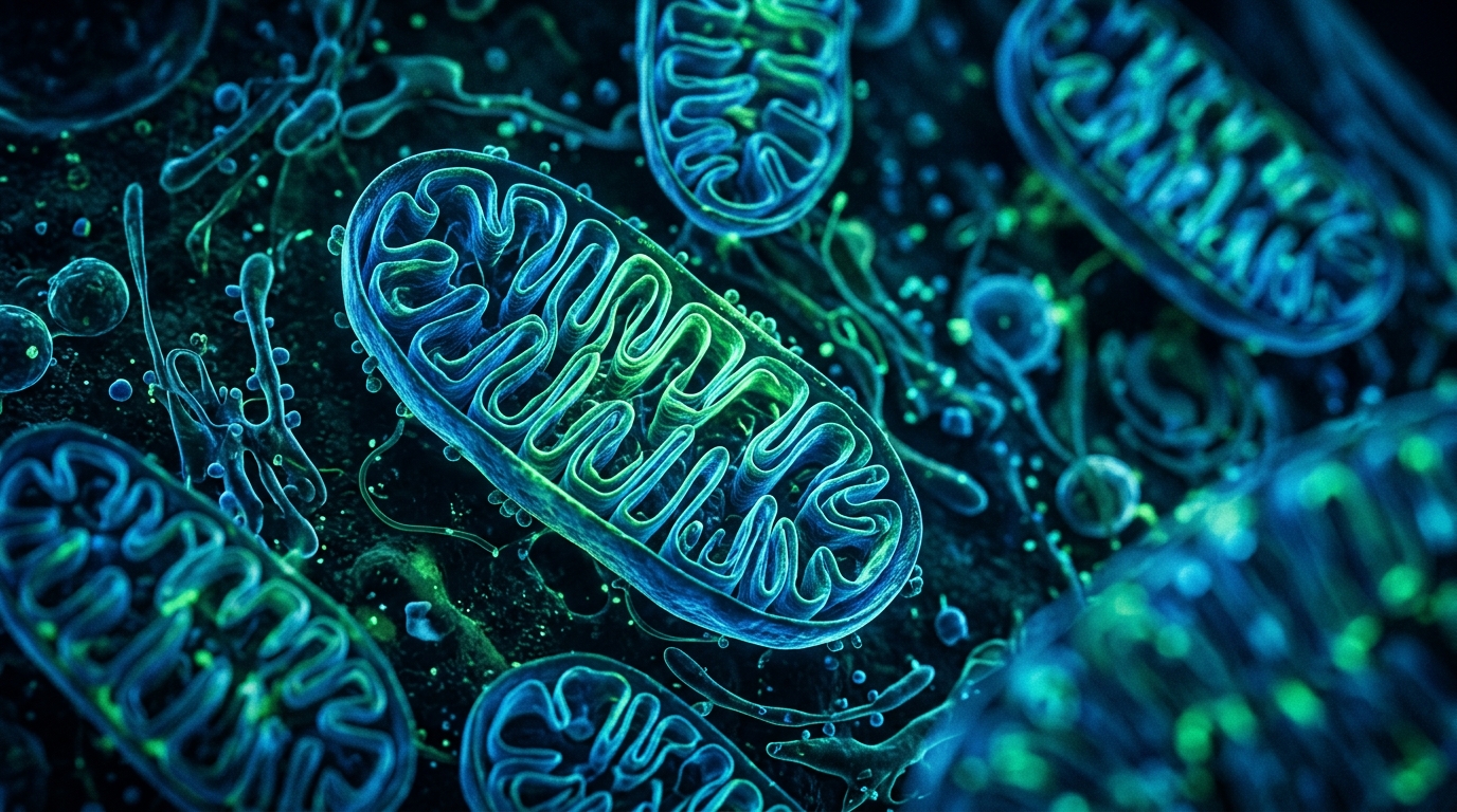 detailed view of healthy cellular mitochondria structures