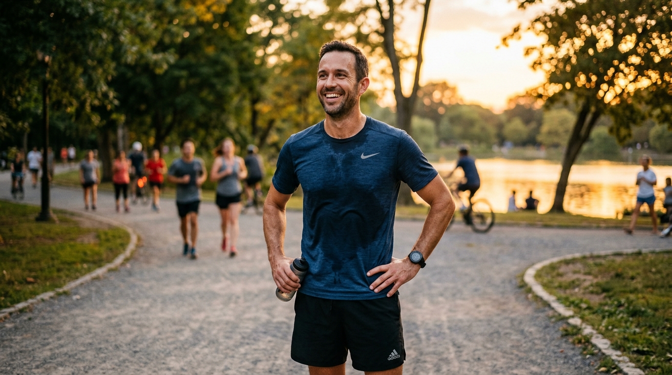 man finishing workout with energy and satisfaction