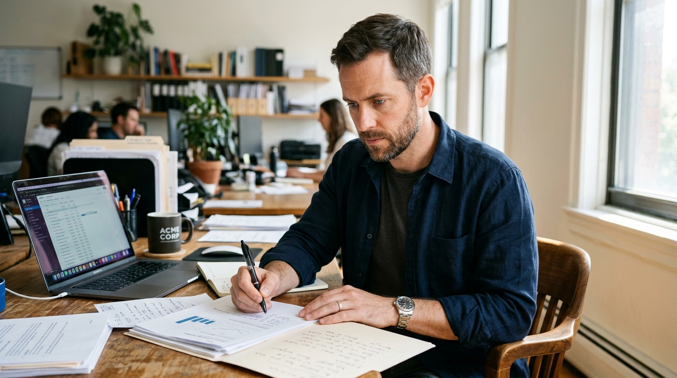man working with sustained afternoon mental clarity