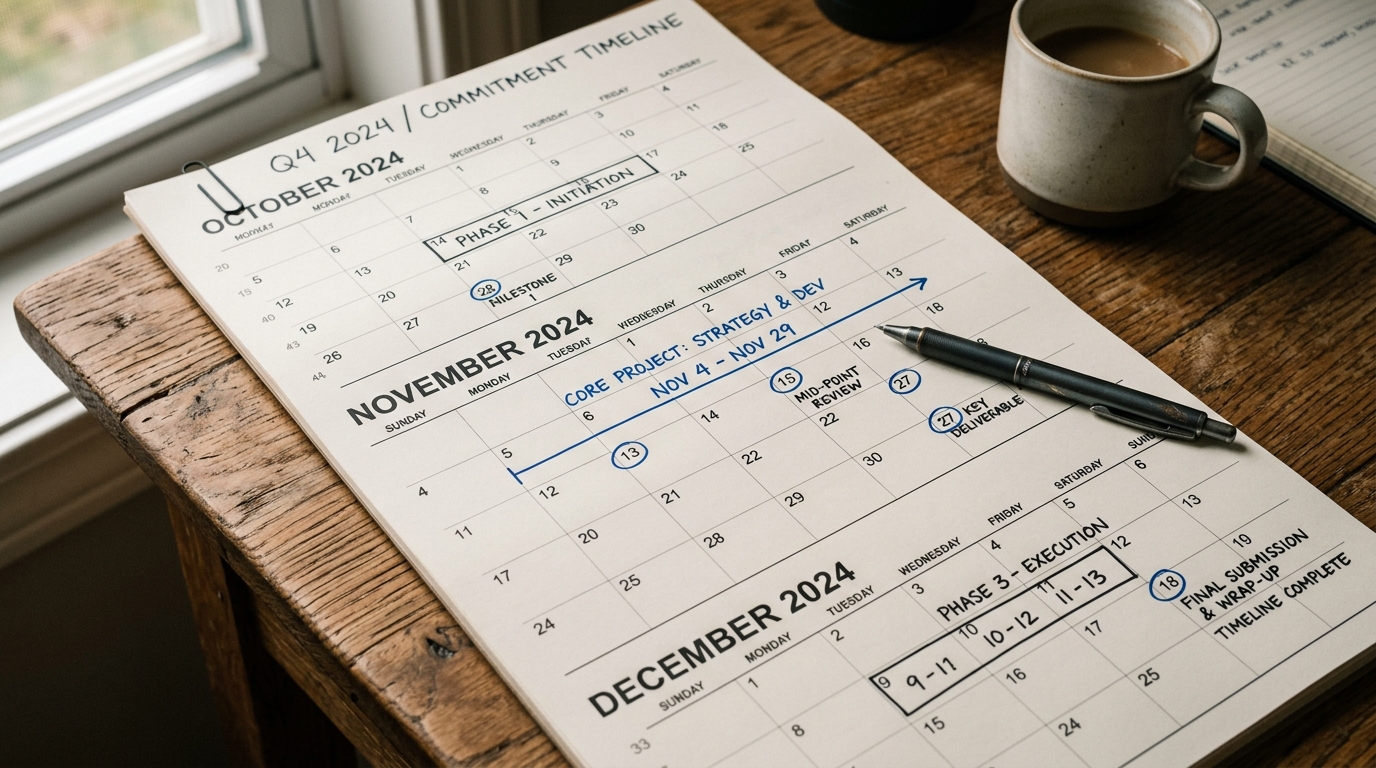 three month calendar timeline commitment planning