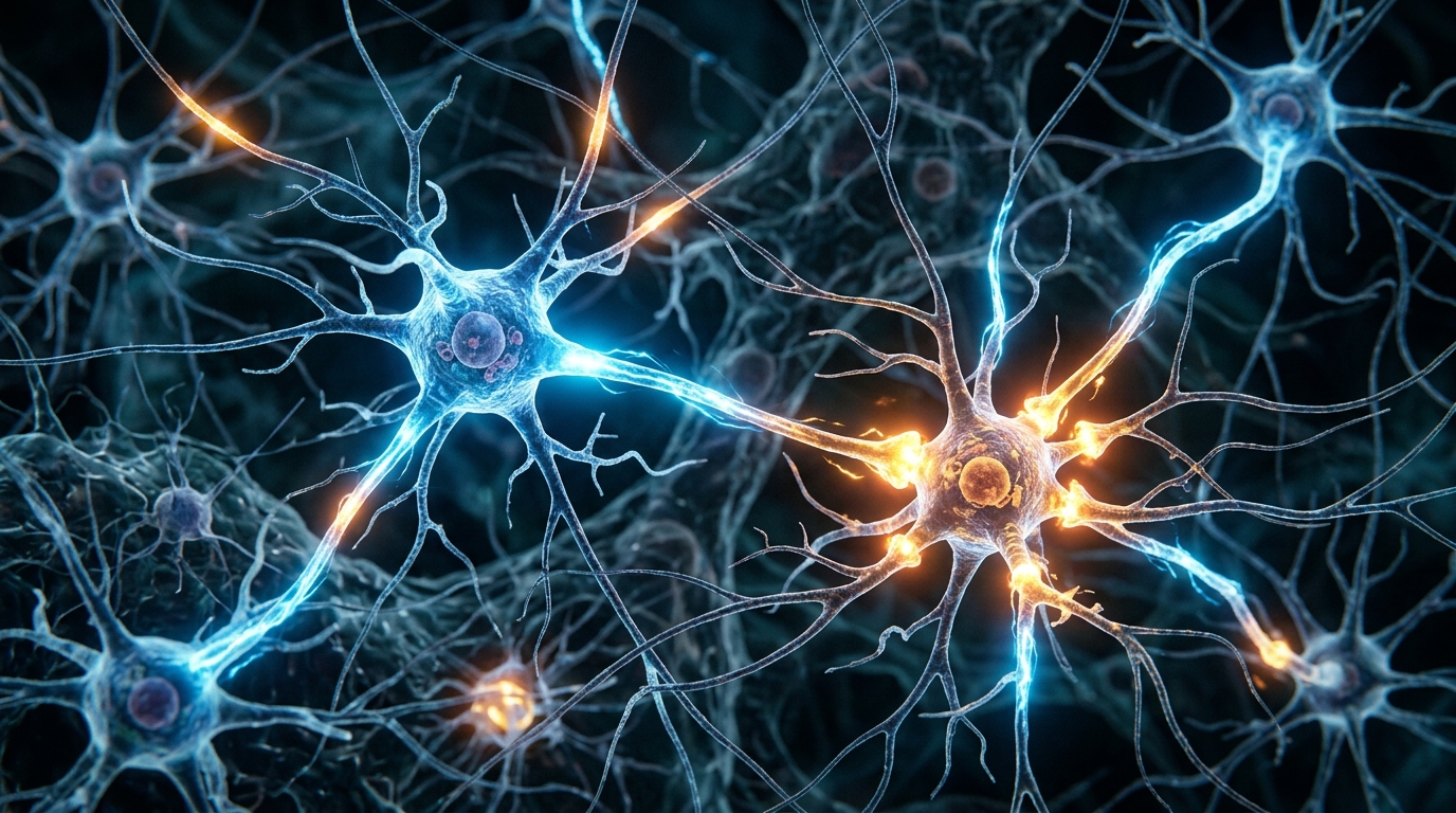 neurons and synapses with electrical brain activity