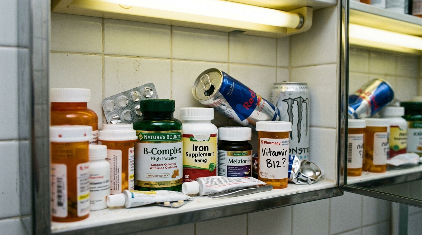 collection of ineffective energy supplements and drinks