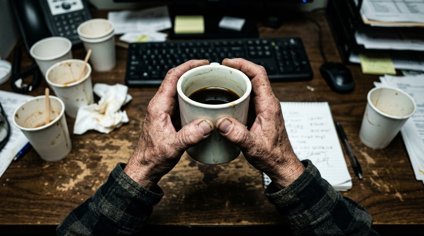 multiple empty coffee cups showing caffeine dependency