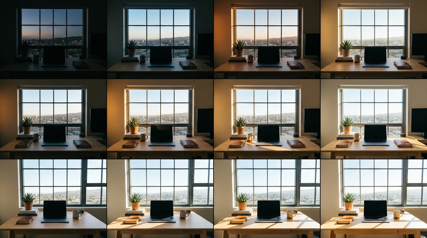morning light steadily illuminating organized workspace