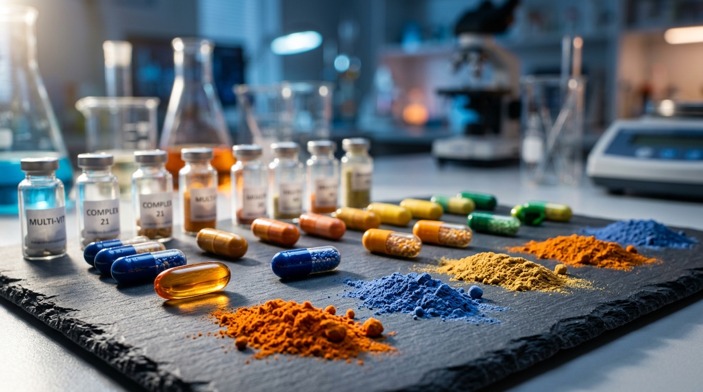 scientific arrangement of supplement ingredients