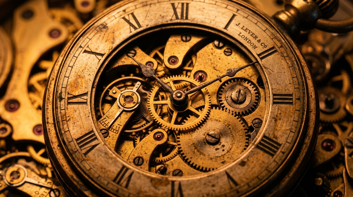 vintage watch mechanisms showing gradual time passage