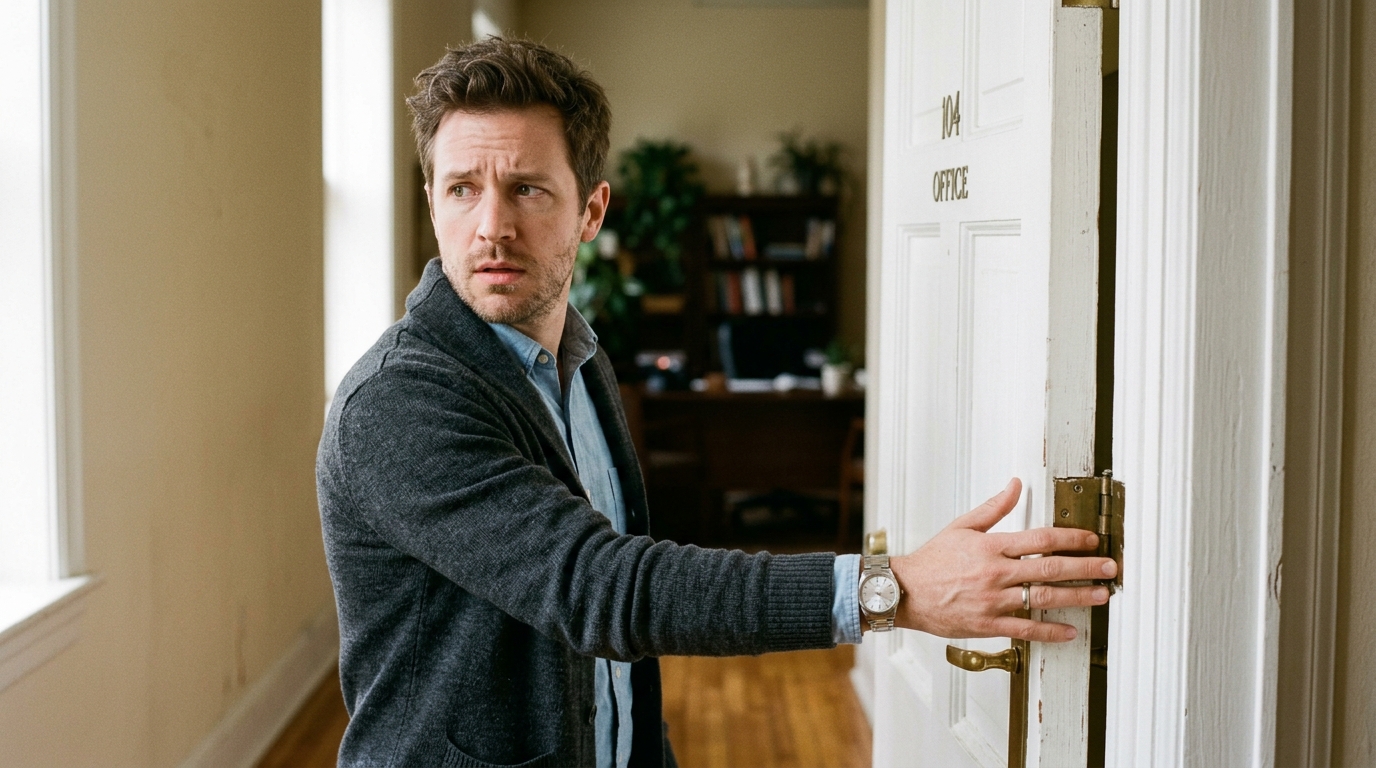 man confused doorway memory lapse forgetting