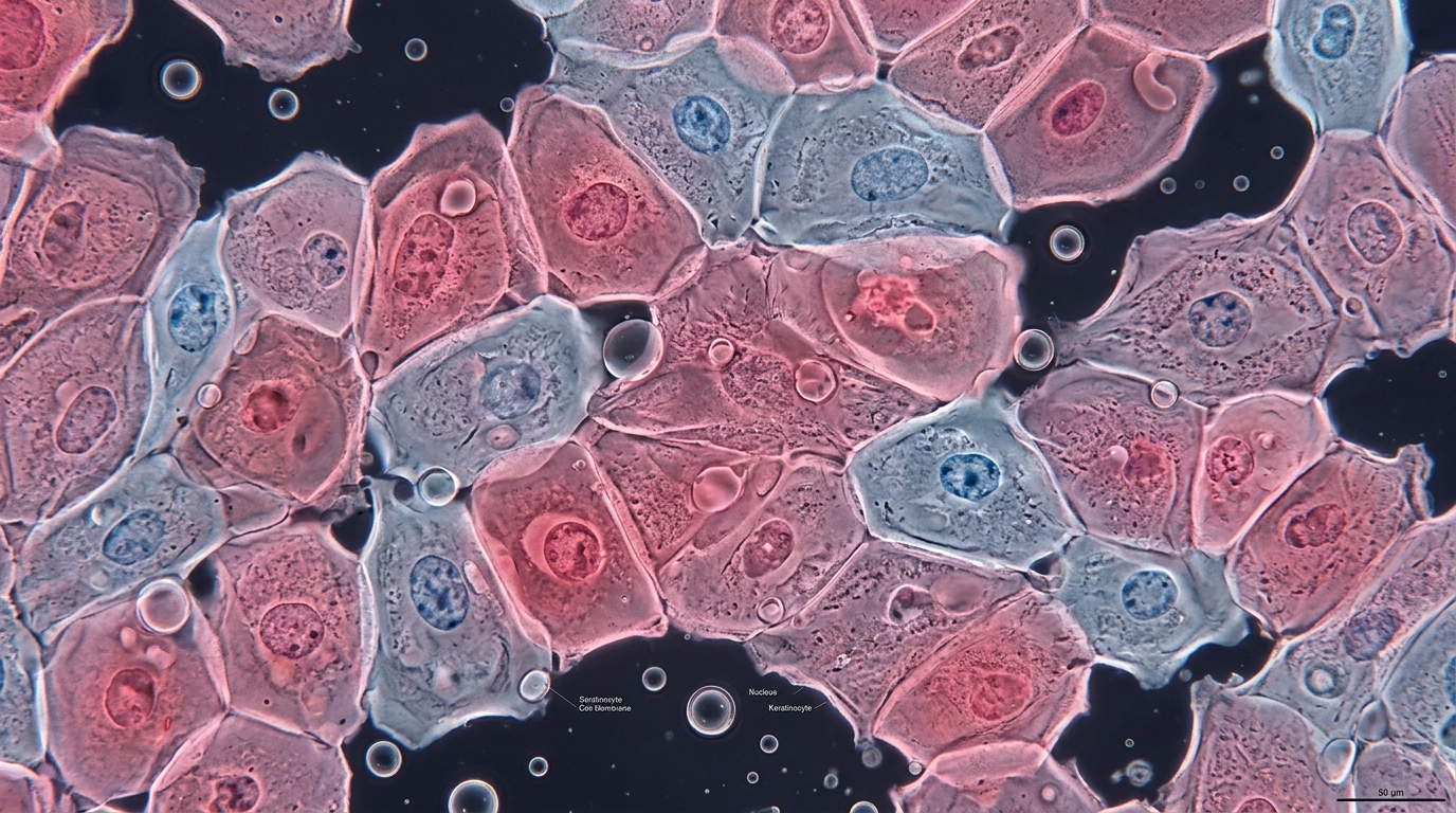 microscopic skin cells water droplets cellular structure