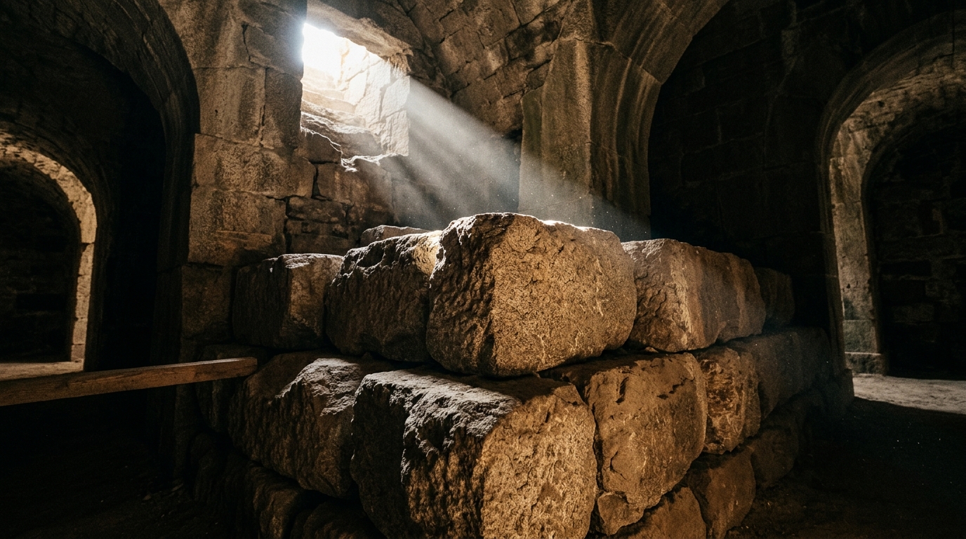 foundation stones filtered light architectural detail strength