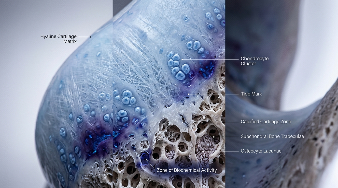 Detailed macro view of joint cartilage structures